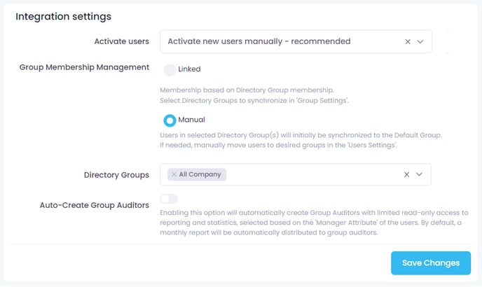 Integration Settings