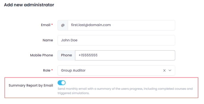 Activate Summary Report